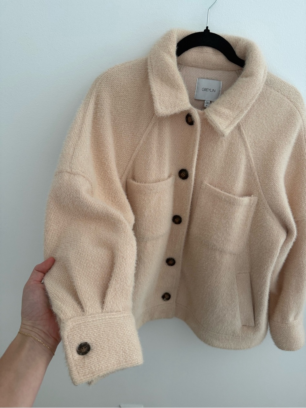 Cream Button-Front Coat - Picture 2 of 5